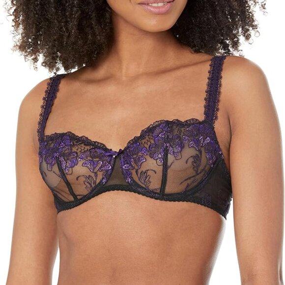 AUBADE À Fleur de Toi Half Cup Bra in Dark Orchid Purple Size 32DD Brand New NWT - Picture 2 of 12